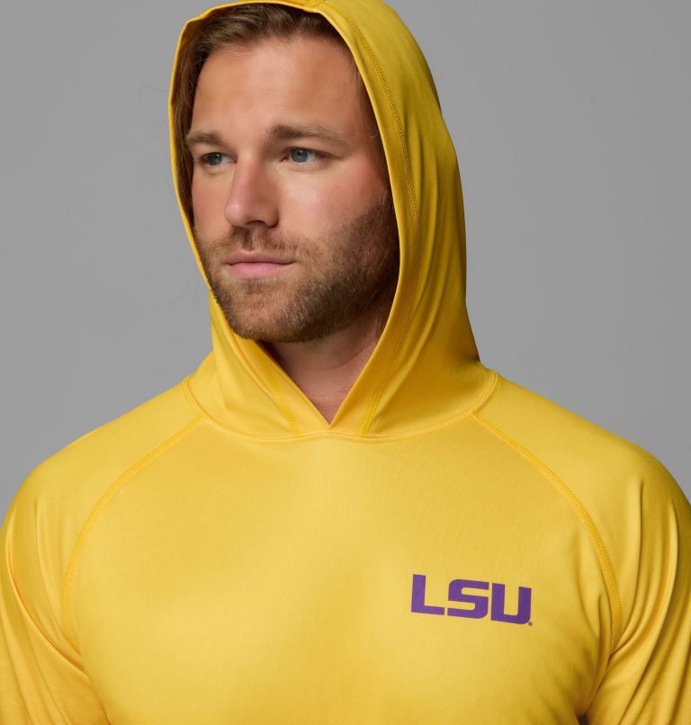 Men's Collegiate PFG Super Terminal Tackle Hoodie - Louisiana, Color: LSU - Yellow, Vivid Purple, image 6