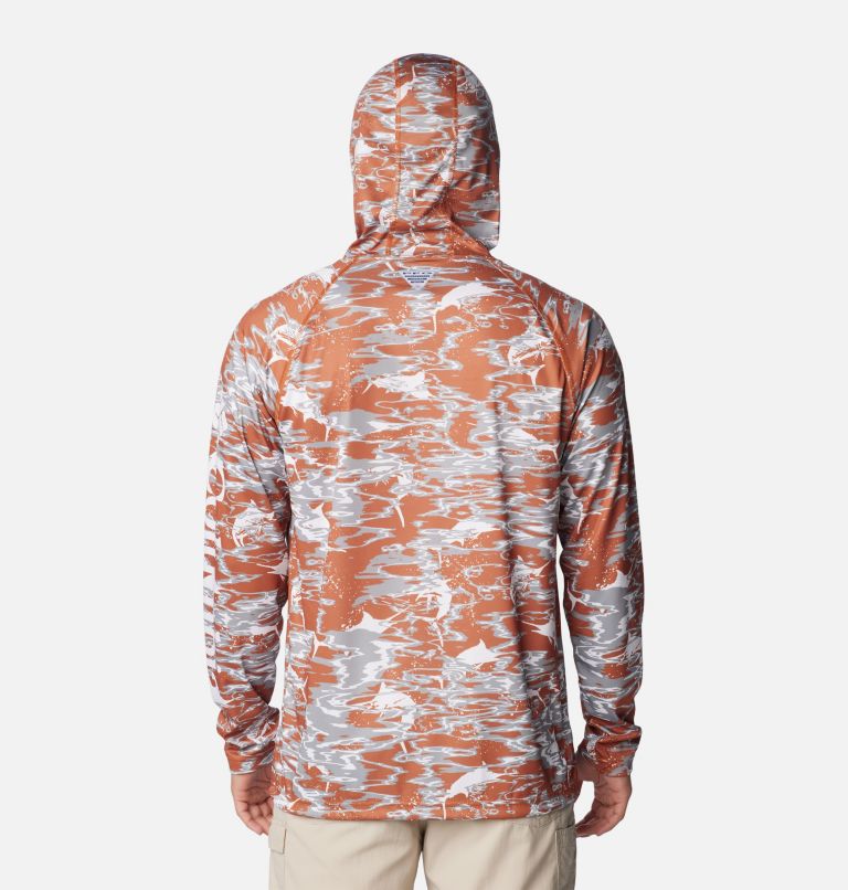 Men's Columbia Burnt Orange Texas Longhorns PFG Terminal Tackle Omni-Shade Rippled Long Sleeve Hooded T-Shirt Size: Large