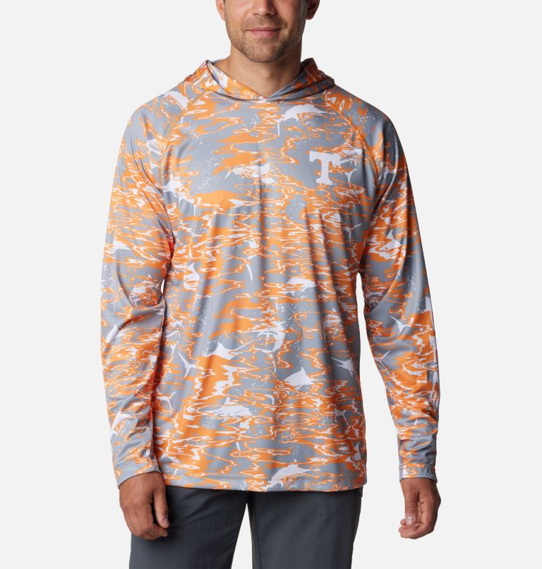 Men's Columbia Tennessee Orange Volunteers PFG Terminal Tackle Omni-Shade Rippled Long Sleeve Hooded T-Shirt Size: Medium