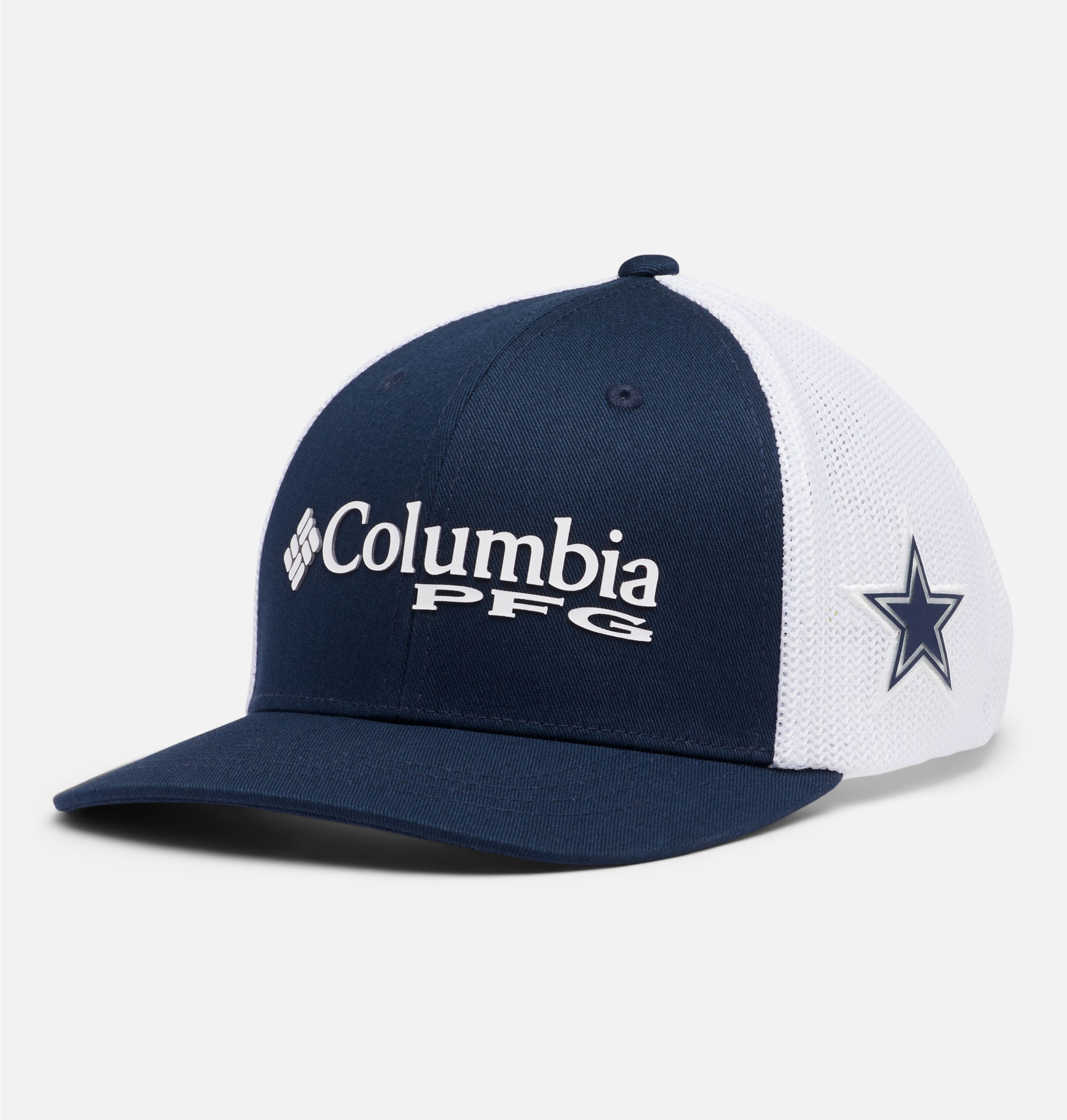 Youth Columbia Navy Dallas Cowboys PFG Mesh Snapback Hat