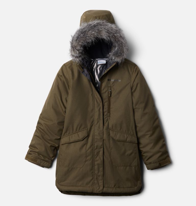 Girls' Suttle Mountain Long Insulated Jacket, Color: Olive Green, image 1