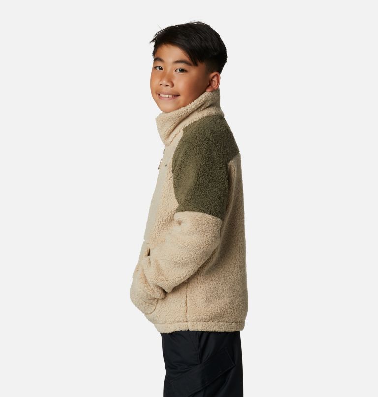 Boys' Rugged Ridge III Half Zip Sherpa Pullover, Color: Ancient Fossil, Stone Green