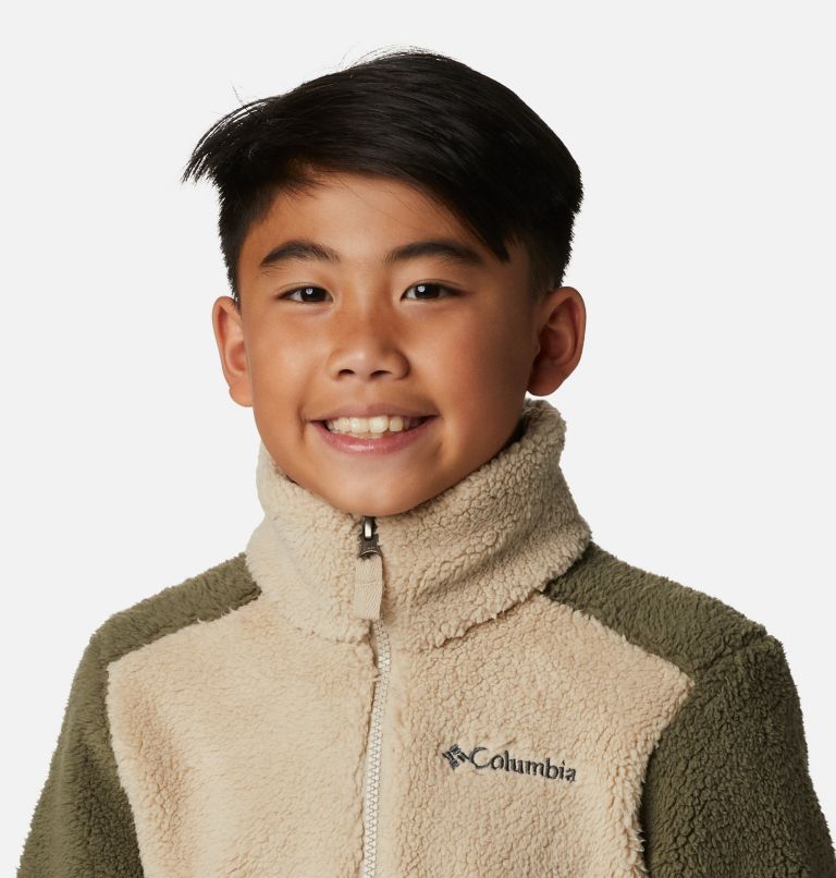 Boys' Rugged Ridge III Half Zip Sherpa Pullover, Color: Ancient Fossil, Stone Green, image 4