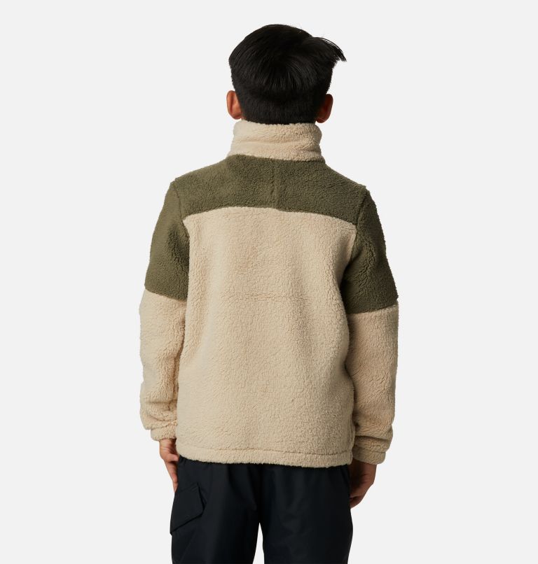 Boys' Rugged Ridge III Half Zip Sherpa Pullover, Color: Ancient Fossil, Stone Green, image 2