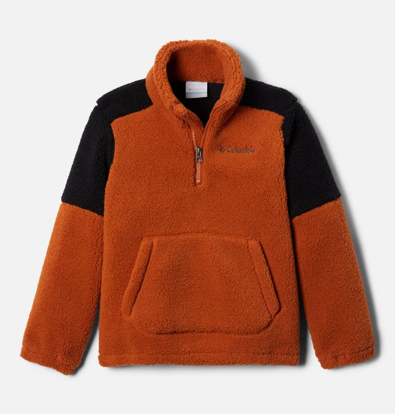 Boys' Rugged Ridge III Half Zip Sherpa Pullover, Color: Warm Copper, Black, image 1