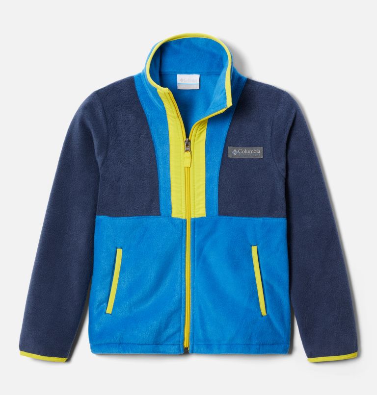 Kids' Back Bowl Full Zip Fleece Jacket, Color: Collegiate Navy, Brt Indigo, Laser Lemon, image 1