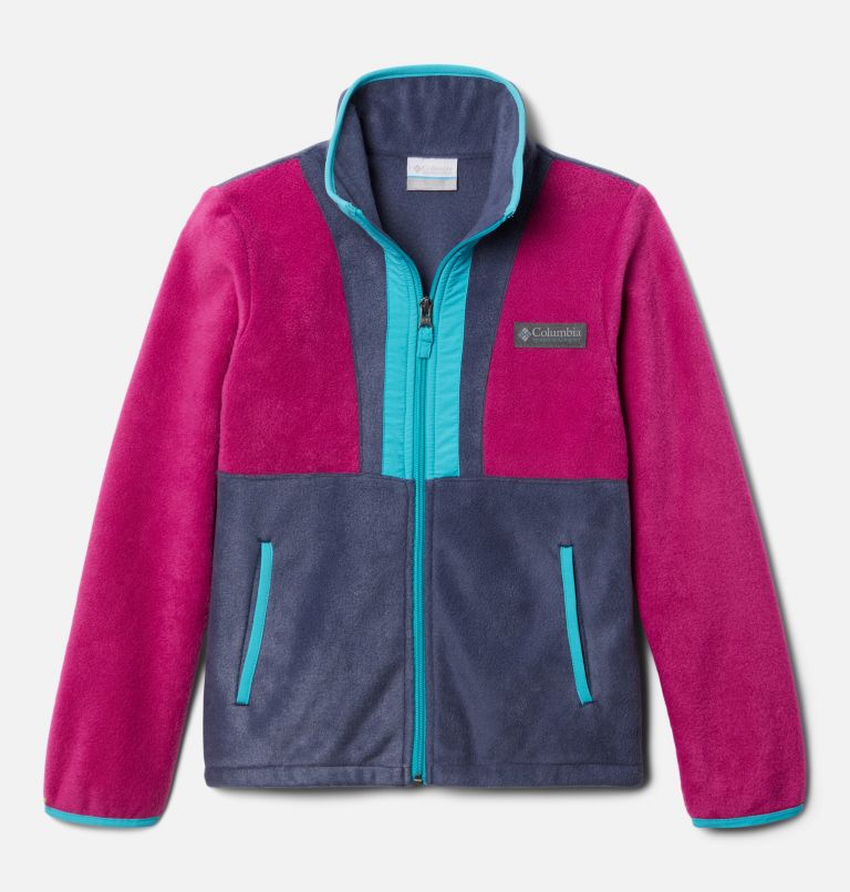 Thumbnail: Youth Back Bowl Fleece Jacket, Color: Wild Fuchsia, Nocturnal, Geyser, image 1