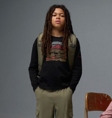 Boys' Dobson Pass Long Sleeve Graphic T-Shirt, Color: Black, Hillscape, image 4