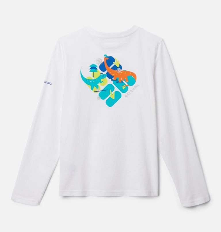 Thumbnail: Boys' Dobson Pass Long Sleeve Graphic T-Shirt, Color: White, Skisaurus, image 2