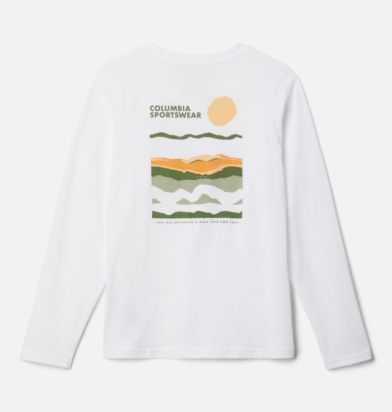 Boys' Dobson Pass Long Sleeve Graphic T-Shirt, Color: White, Torn Sunscape, image 2