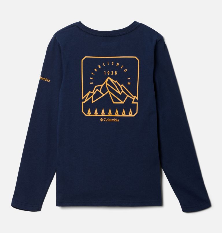 Thumbnail: Boys' Dobson Pass Long Sleeve Graphic T-Shirt, Color: Collegiate Navy, Jagged Treeline, image 2