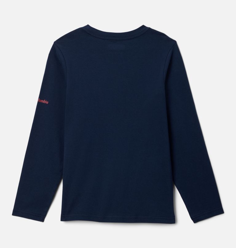 Boys' Dobson Pass Long Sleeve Graphic T-Shirt, Color: Collegiate Navy, Hike On, image 2