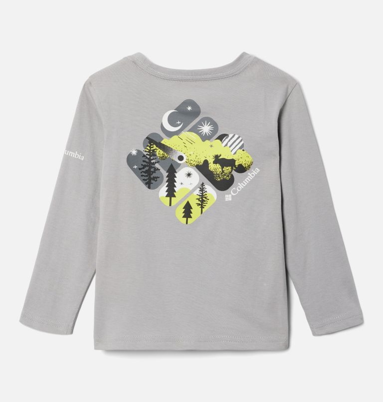 Thumbnail: Boys' Toddler Dobson Pass Long Sleeve Graphic T-Shirt, Color: Columbia Grey, Hypergalactic Gem, image 2
