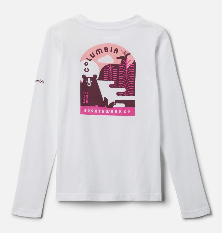Girls' Hazeldel Hill Long Sleeve Graphic T-Shirt, Color: White, Winterlands, image 2