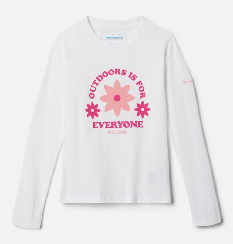 Girls' Hazeldel Hill Long Sleeve Graphic T-Shirt, Color: White, Flower Child, image 1