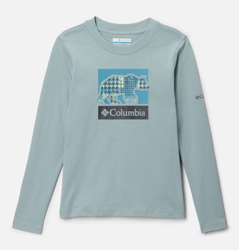 Girls' Hazeldel Hill Long Sleeve Graphic T-Shirt, Color: Crushed Blue, Barely Printed, image 1