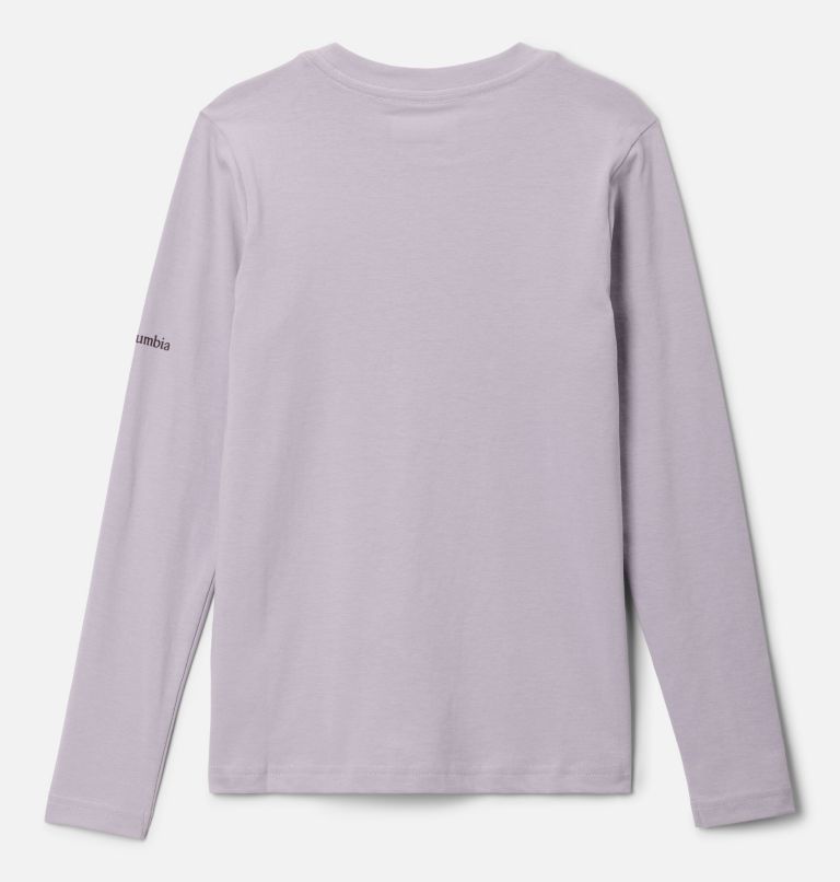 Girls' Hazeldel Hill Long Sleeve Graphic T-Shirt, Color: Lavender Pearl, Barely Printed, image 2