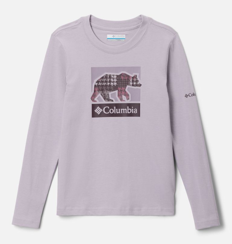 Girls' Hazeldel Hill Long Sleeve Graphic T-Shirt, Color: Lavender Pearl, Barely Printed, image 1