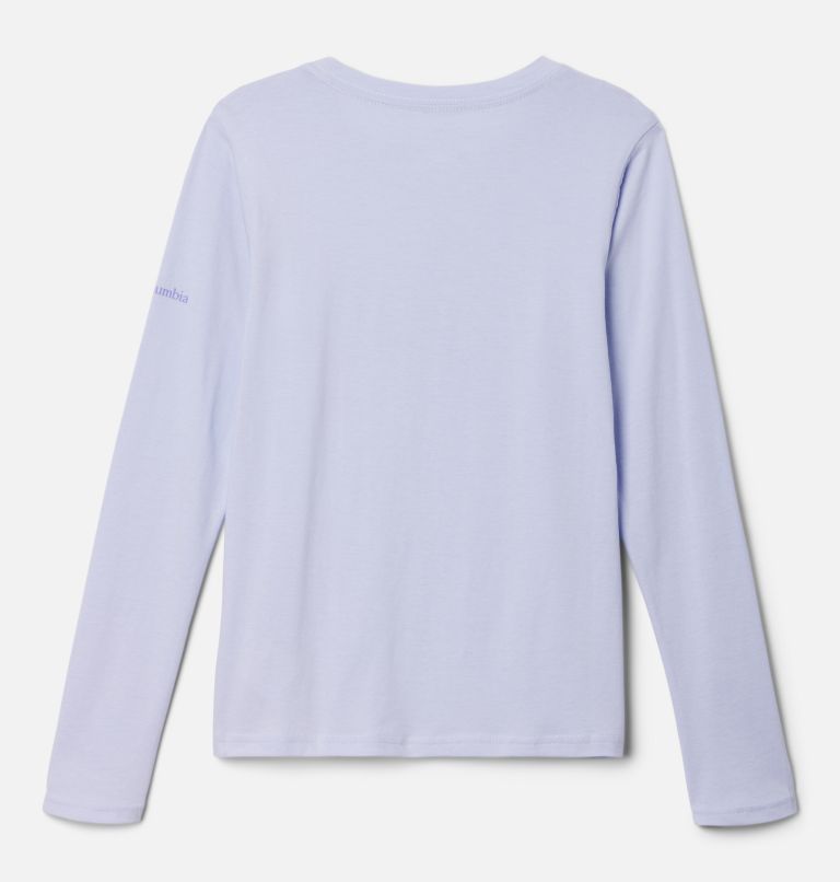 Girls’ Hazeldel Hill Long Sleeve Graphic T-Shirt, Color: Snowdrift, Foxy Madras, image 2