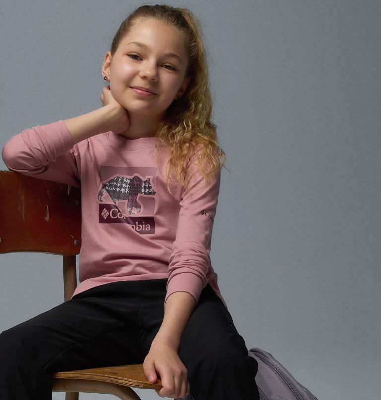 Girls' Hazeldel Hill Long Sleeve Graphic T-Shirt, Color: Eraser Pink, Barely Printed, image 4