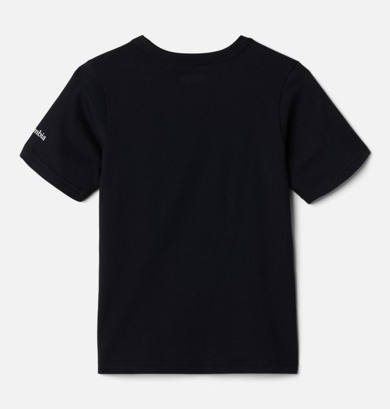 Camiseta estampada de algodón orgánico Basin Ridge para niño, Color: Black Camo Stacks, image 2
