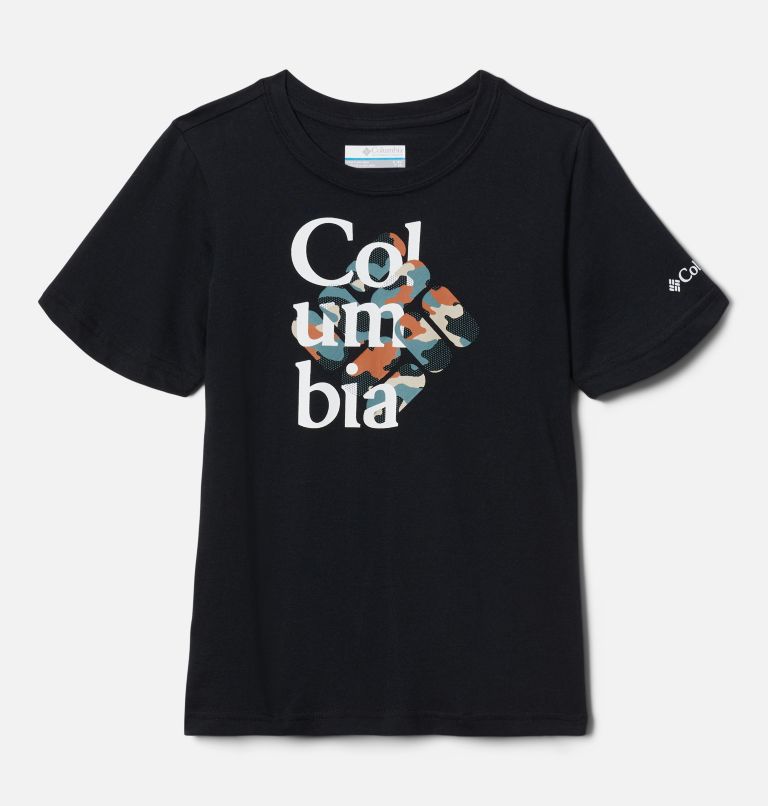 Thumbnail: Boy's Basin Ridge Organic Cotton Graphic T-Shirt, Color: Black, Interlace Camo, image 1