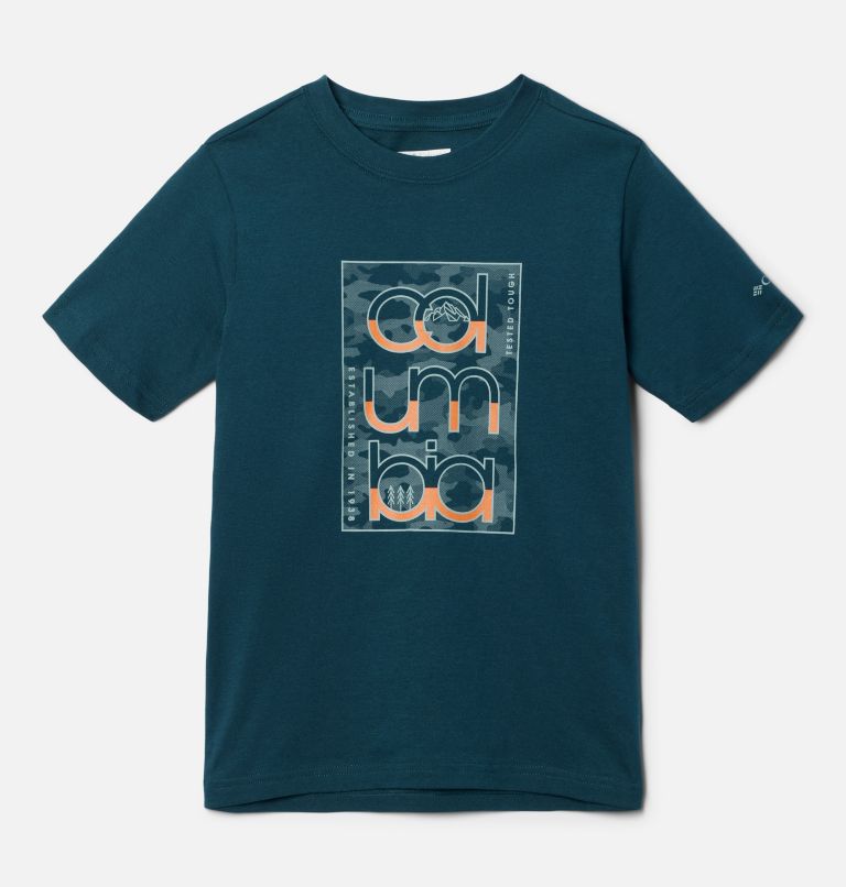 Boys' Basin Ridge Short Sleeve Graphic T-Shirt, Color: Night Wave, Outlined Lockup Camo, image 1