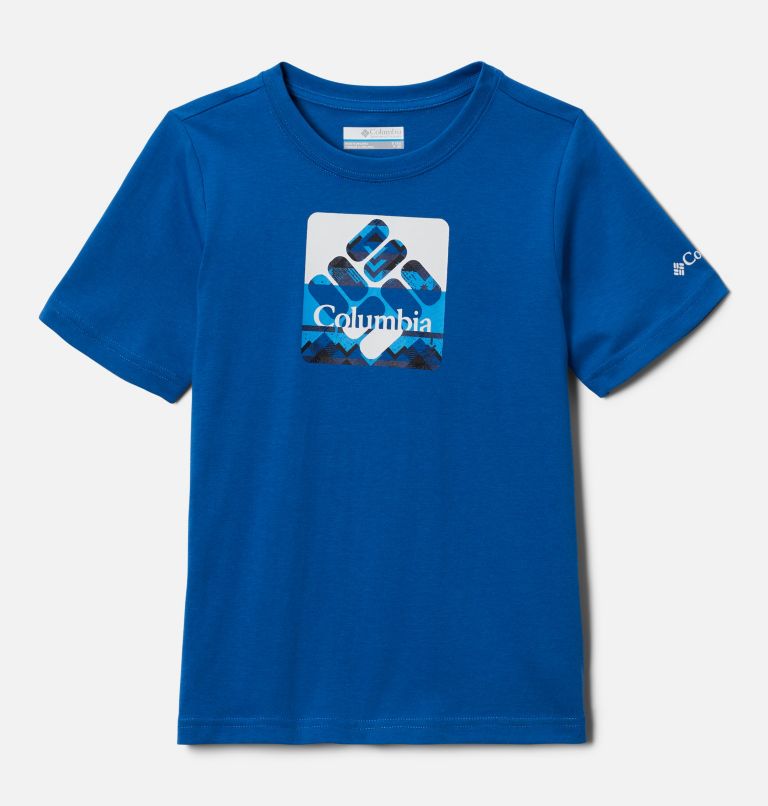 Thumbnail: Boys' Basin Ridge Short Sleeve Graphic T-Shirt, Color: Bright Indigo, Checkpoint Gem Multi, image 1
