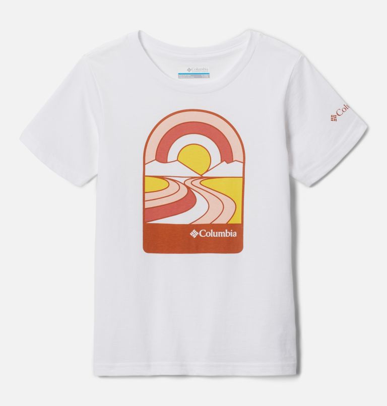 Thumbnail: Girls' Bessie Butte Short Sleeve Graphic T-Shirt, Color: White, Suntrek Trails, image 1