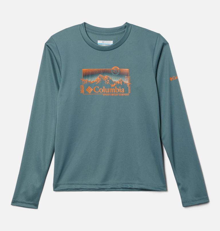 Thumbnail: Boys' Grizzly Peak Long Sleeve Graphic T-Shirt, Color: Metal, Linear Range, image 1