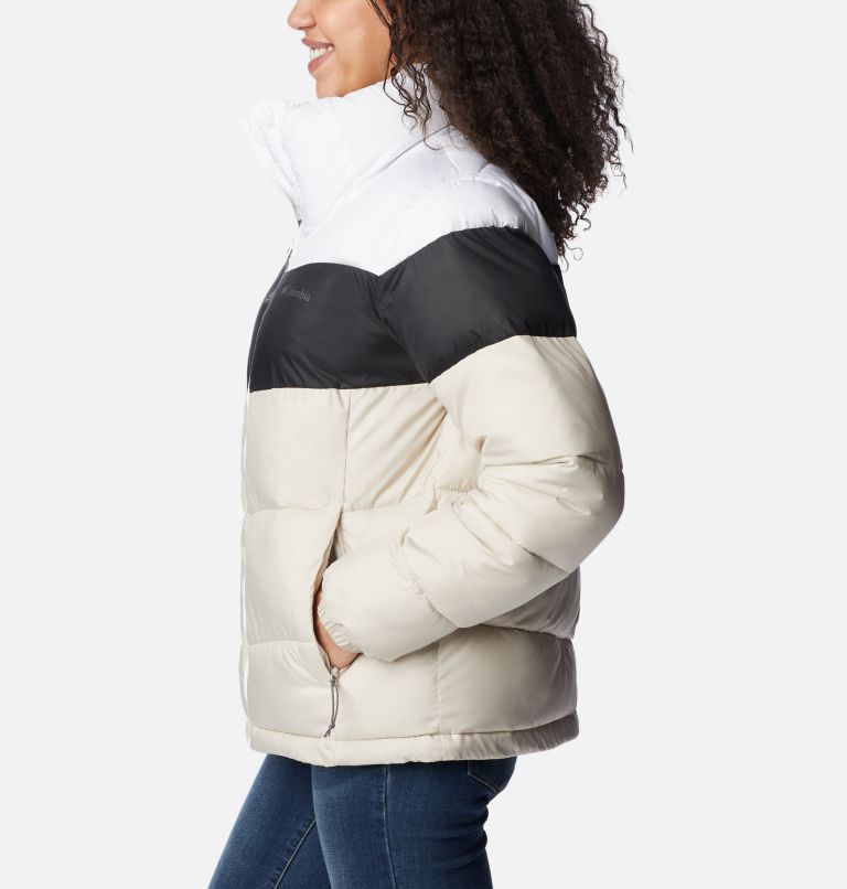 Thumbnail: Women's Puffect Colourblock Puffer Jacket, Color: Dark Stone, Black, White, image 3