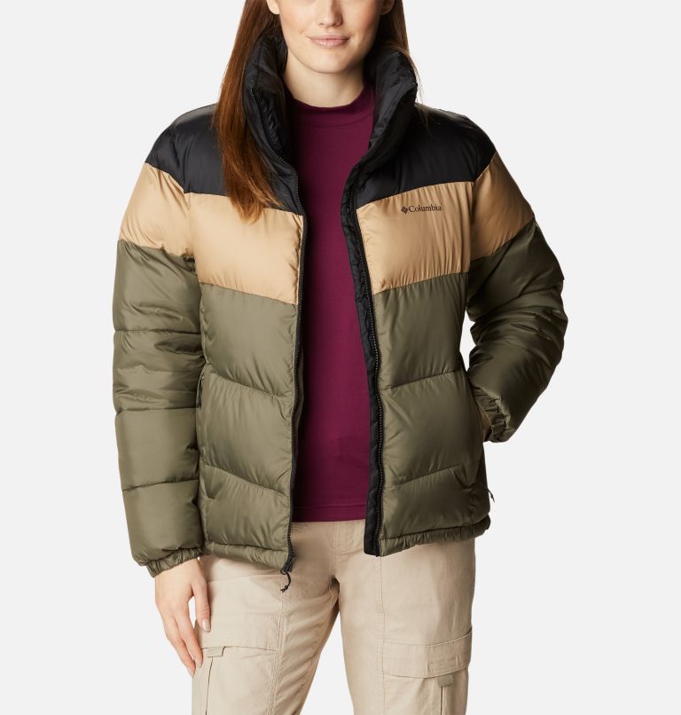 Thumbnail: Women's Puffect Color Blocked Jacket, Color: Stone Green, Beach, Black, image 7