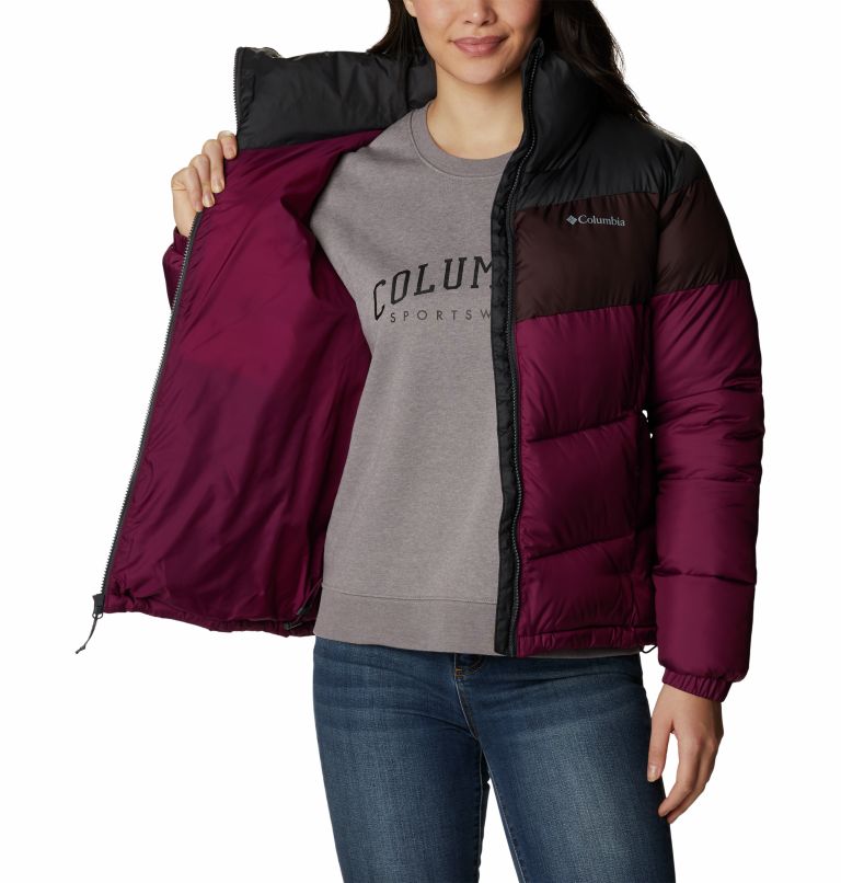 Chaqueta con bloques de color Puffect para mujer, Color: Marionberry, New Cinder, Shark, image 5