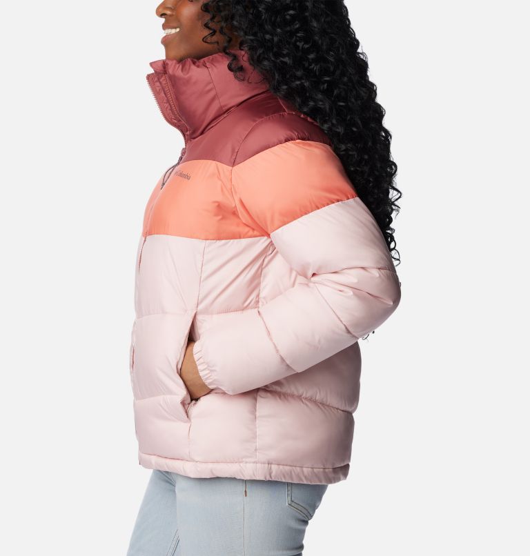 Thumbnail: Women's Puffect Colourblock Puffer Jacket, Color: Dusty Pink, Faded Peach, Beetroot, image 3