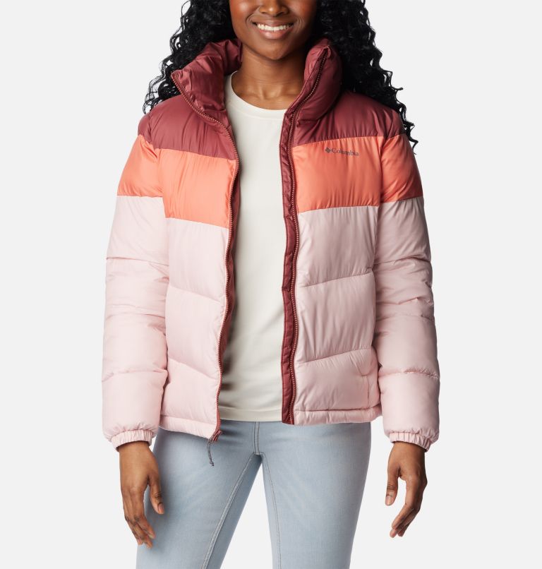 Thumbnail: Women's Puffect Colourblock Puffer Jacket, Color: Dusty Pink, Faded Peach, Beetroot, image 7