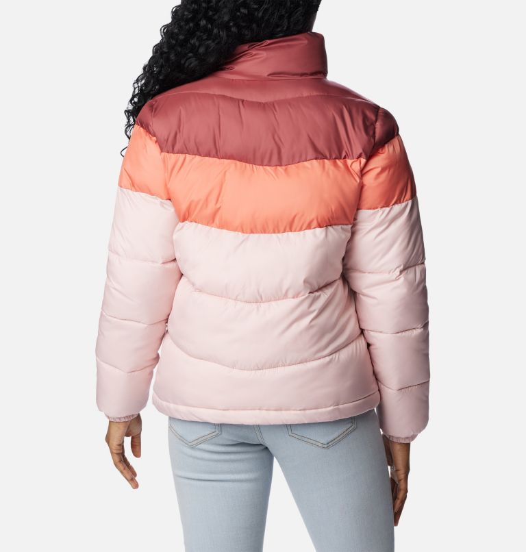 Thumbnail: Women's Puffect Colourblock Puffer Jacket, Color: Dusty Pink, Faded Peach, Beetroot, image 2