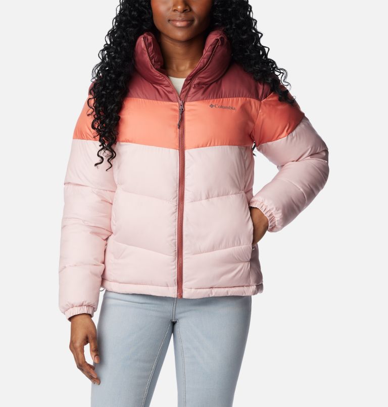 Thumbnail: Women's Puffect Colourblock Puffer Jacket, Color: Dusty Pink, Faded Peach, Beetroot, image 1
