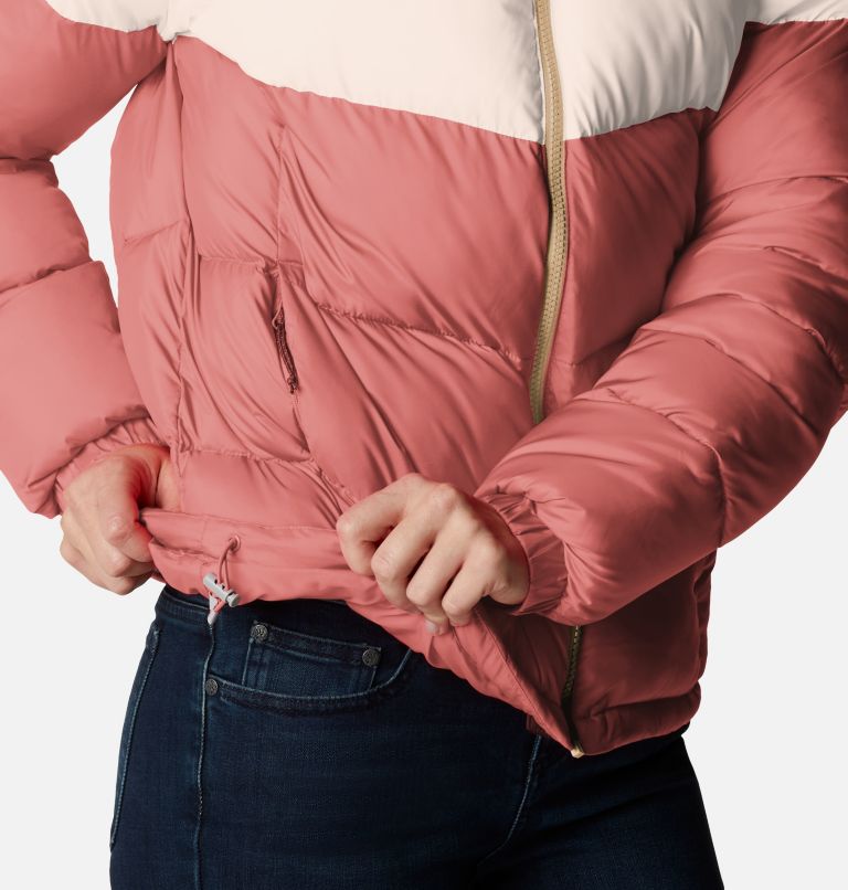 Thumbnail: Women's Puffect Colourblock Puffer Jacket, Color: Dark Coral, Peach Blossom, Beach, image 6