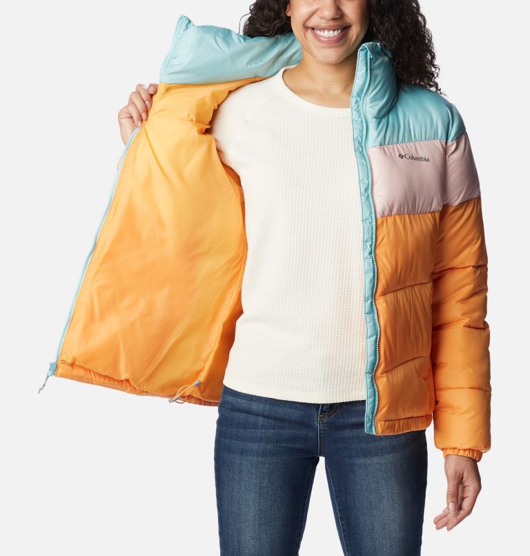 Thumbnail: Women's Puffect Colourblock Puffer Jacket, Color: Sunset Peach, Dusty Pink, Aqua Haze, image 5