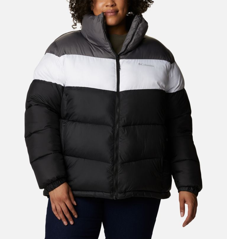 Women's Puffect Color Blocked Jacket - Plus Size, Color: Black, White, City Grey