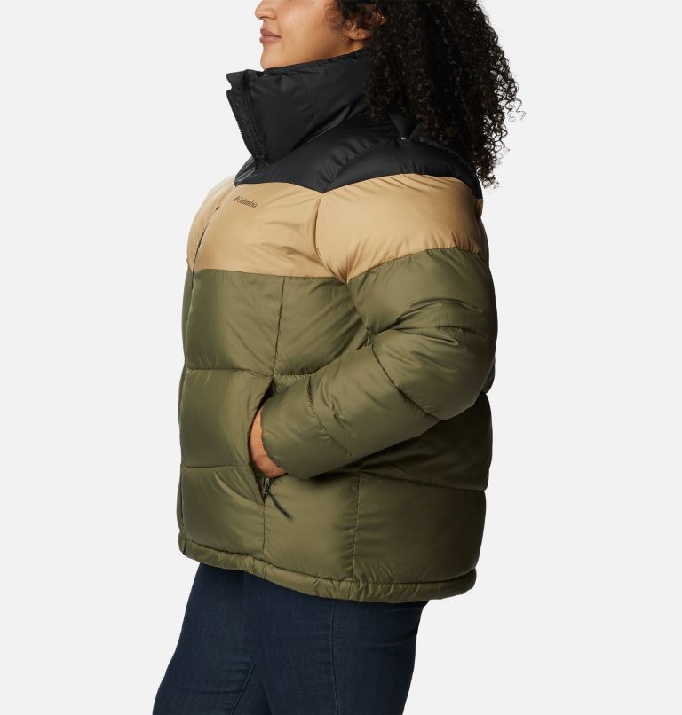 Women's Puffect Color Blocked Jacket - Plus Size, Color: Stone Green, Beach, Black, image 3