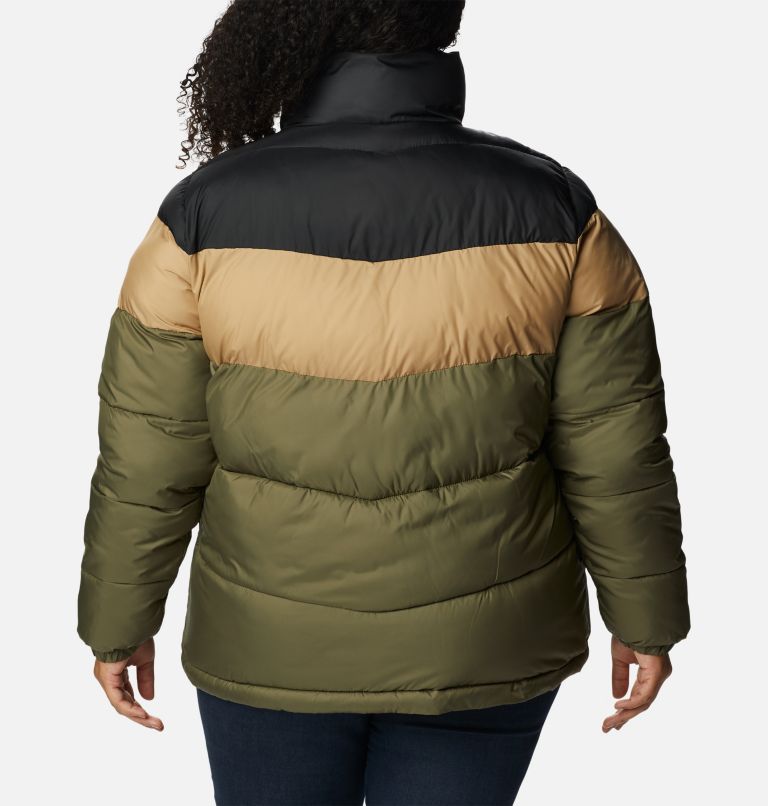 Women's Puffect Color Blocked Jacket - Plus Size, Color: Stone Green, Beach, Black, image 2