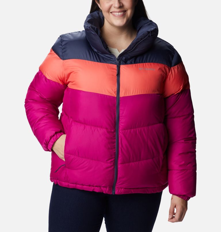 Thumbnail: Women's Puffect Color Blocked Jacket - Plus Size, Color: Wild Fuchsia, Blush Pink, Nocturnal, image 1