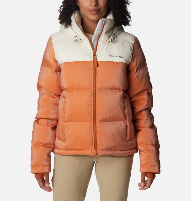 Thumbnail: Women's Bulo Point Insulated Hooded Puffer Jacket, Color: Chalk, Warm Copper Sheen, image 1