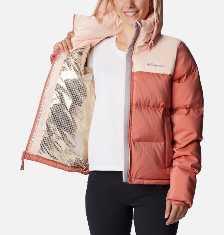 Thumbnail: Women's Bulo Point Insulated Hooded Puffer Jacket, Color: Peach Blossom, Dark Coral Sheen, image 5