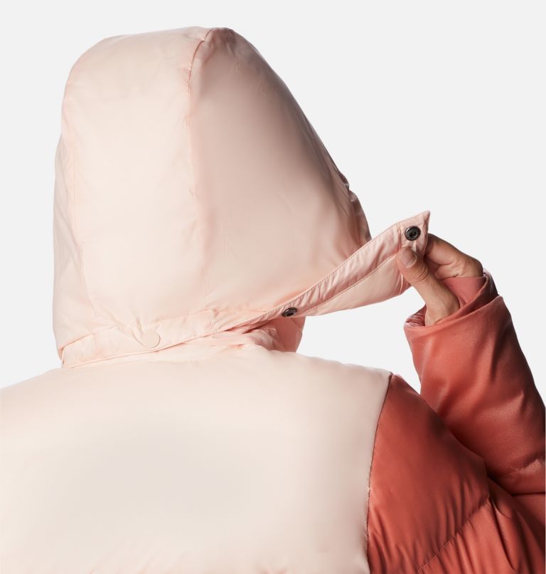 Women's Bulo Point Insulated Hooded Puffer Jacket, Color: Peach Blossom, Dark Coral Sheen, image 7