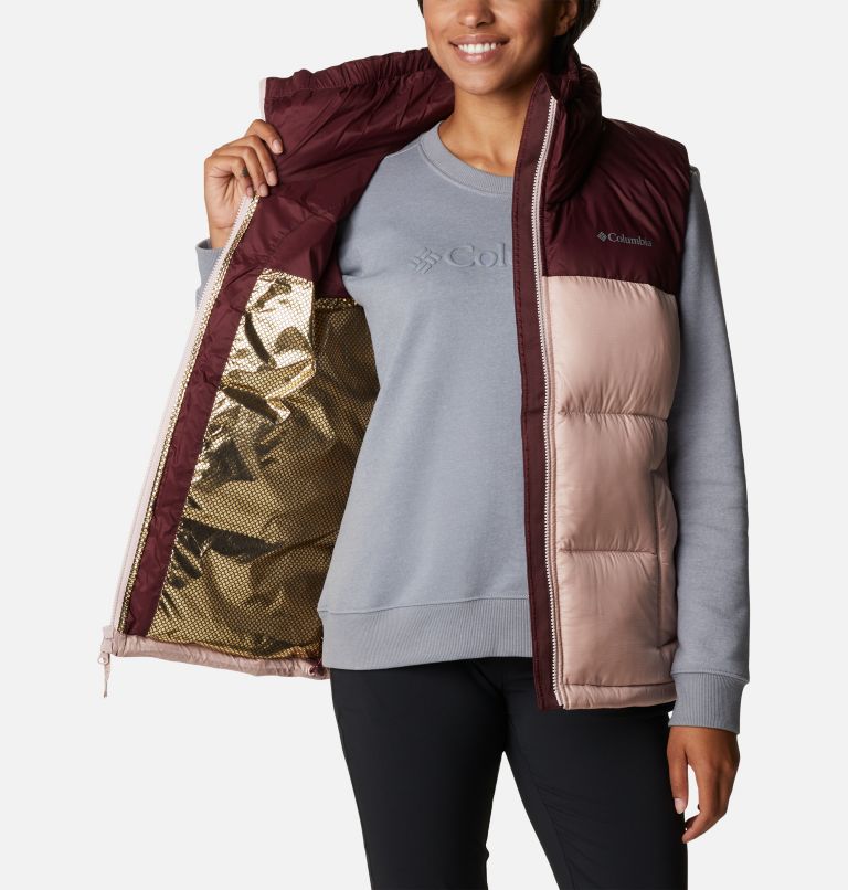 Women's Bulo Point Omni-Heat Infinity Down Vest, Color: Mineral Pink Iridescent, Malbec