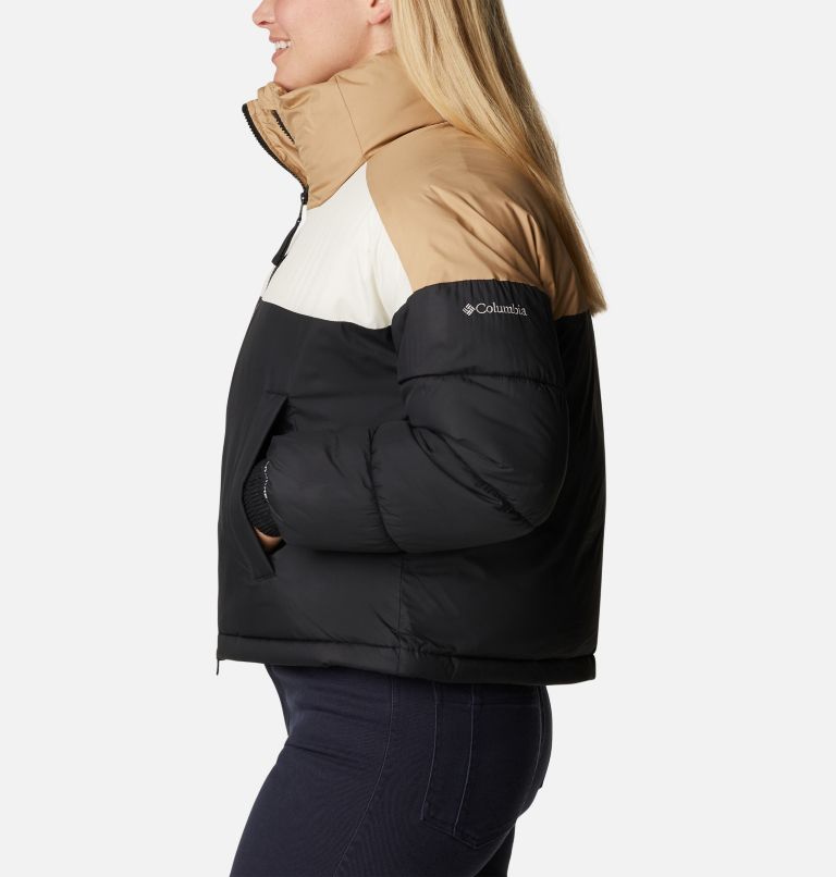 Women's Pike Lake Insulated Cropped Puffer Jacket, Color: Black, Chalk, Beach, image 3