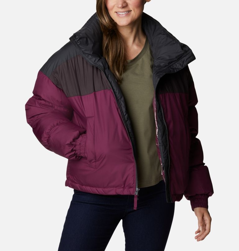 Women's Pike Lake Insulated Cropped Puffer Jacket, Color: Marionberry, New Cinder, Shark, image 8