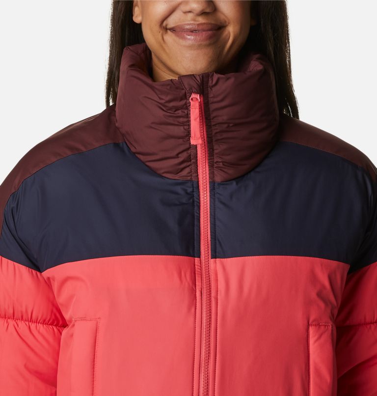Women's Pike Lake Insulated Cropped Puffer Jacket, Color: Bright Geranium, Dark Nocturnal, Malbec, image 4